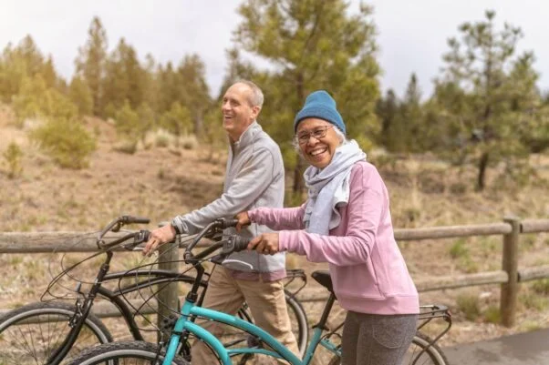 Older adults enjoying an outdoor bicycle ride
